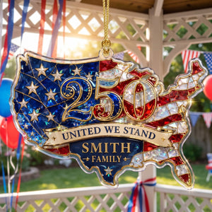 United We Stand USA Map Hologram Ornament - Personalized Custom Shape Acrylic Ornament