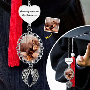 You Are Always In My Heart - Memorial Personalized Photo Graduation Tassel Heart & Angel Wing Charm