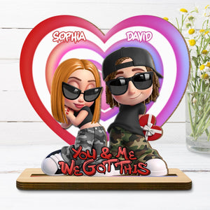 You & Me We Got This, Hearts And Sunglasses, Custom Wood Plaque, Gift For Couples