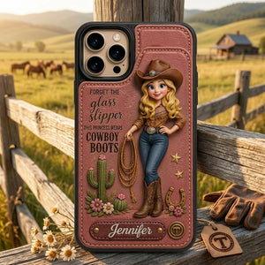 Personalized Cowgirl Leather Flip Wallet Phone Case β Gift For Cowgirls