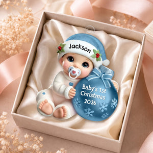 Baby Beside Christmas Bauble β Baby's 1st Christmas Personalized Ornament