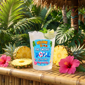 WELCOME TO POOL Summer Vacation And Poolside Gifts- Personalized Frosted Cups for Pool Party