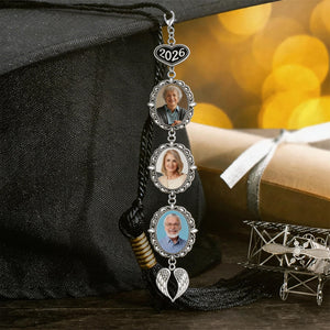 Custom Tassel Photo Charm with Angel Wings - Personalized Graduation Gifts For Him, Her - Chasing Dreams Graduation Day