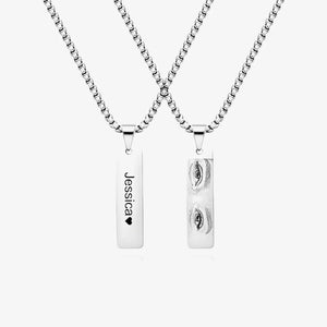 Personalized Eye Photo & Name Necklace, Couple Jewelry
