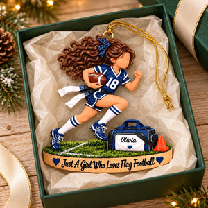 Just A Girl Who Loves Flag Football - Personalized Flag Football Girl Ornament – Custom Athlete Christmas Gift