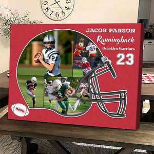 American Football Photo Collage Canvas Personalized Helmet Football Photo Canvas Gift