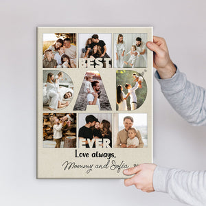 Personalized Best Dad Ever Collage Canvas Poster, Gift For Dad On Father's Day