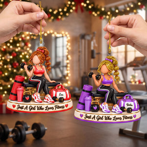 Personalized Fitness Girl Christmas Ornament – Custom Name Gym Keepsake | Gift For Workout & Weightlifting Lovers