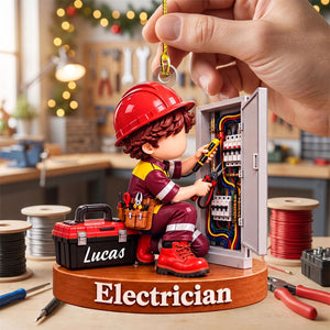 Personalized Electrician Christmas Ornament – Custom Name Acrylic Keepsake | Gift For Electricians & Apprentices