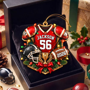 Personalized Football Ornament β Custom Name & Jersey Number Keepsake | Gift For Kids & Football Players
