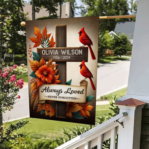 Cardinals Memorial Gifts Always Loved Never Forgotten Personalized Garden Flag