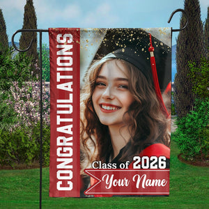 Congrats Photo Graduation Flags - Personalized Graduation Garden Flag - Graduation Class Of 2026