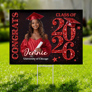 Congrats Senior 2026 Lawn Sign, Graduation Gift - Personalized Graduation Yarn Sign