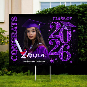 Congrats Senior 2026 Lawn Sign, Graduation Gift - Personalized Graduation Yarn Sign