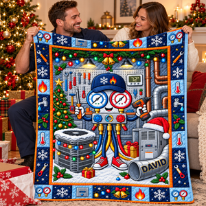 Personalized HVAC Technician Flannel Blanket – Custom Name Cozy Gift For AC & Heating Professionals