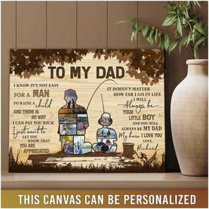 Personalized Gift For Fisherman Dad - Custom Photo Collage Canvas Poster