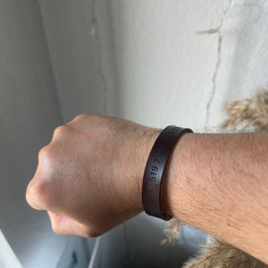 Personalized Leather Bracelet - Engraved Modern Minimalist Cuff