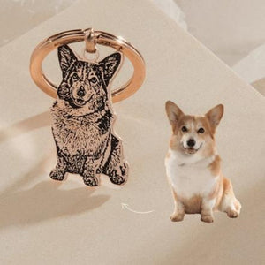 Personalized Engraved Pet Portrait KeyChain Memorial Gift