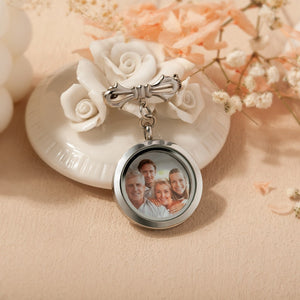 Personalized Photo Wedding Lapel Pin, Bridal Bouquet Charm Pendant