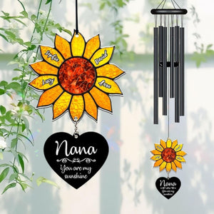 Personalized Nana Sunflower,You are My Sunshine Wind Chime