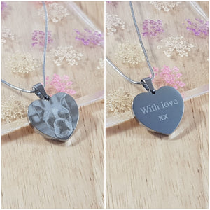 Personalized Necklace Photo Engraved Heart Pendant