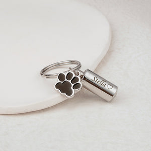 Personalized Pet Memorial Dog Paw Pet Urns Keychain