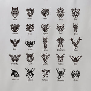 Custom Chain Animal Necklace with Name, Personalized Wolf/ Fox/ Mama Bear/ Lion Geometric Jewelry for Women, Memorial Gift for Her/Mother