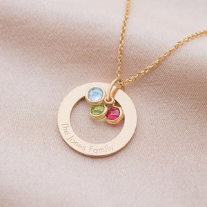 Family Eternal Ring and Birthstone Personalized Necklace