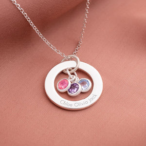 Family Eternal Ring and Birthstone Personalized Necklace
