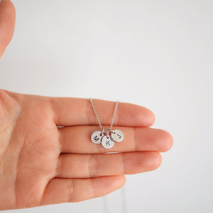 Personalized Initial Disc Necklace/ Engraved Letter Necklace