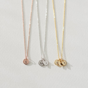 Personalized Initial Disc Necklace/ Engraved Letter Necklace
