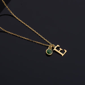 Personalized Initial Necklace with Birthstone