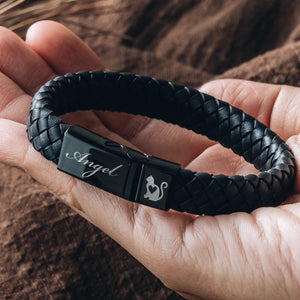 Custom Cremation Bracelet, Personalized Ashes Bracelet Dog Urn Bracelet Leather, Engraved Pet Ashes Bracelet, Pet Memorial Gift