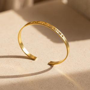 Custom Cuff Bracelet Personalized Bracelet: Coordinates, Dates, Roman Numerals,Anniversary Gift for Her,Him