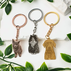Personalized Engraved Pet Portrait KeyChain Memorial Gift