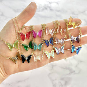 Crystal Butterfly Charm Necklace