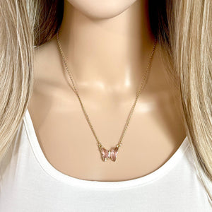 Crystal Butterfly Charm Necklace