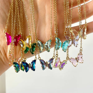 Crystal Butterfly Charm Necklace