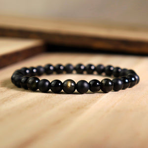 Triple protection bracelet, agate gold obsidian bracelet - Healing crystal bracelet