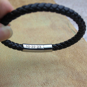 Personalized Memorial Buckle Leather Bracelet