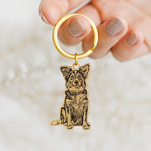 Personalized Engraved Pet Portrait KeyChain Memorial Gift