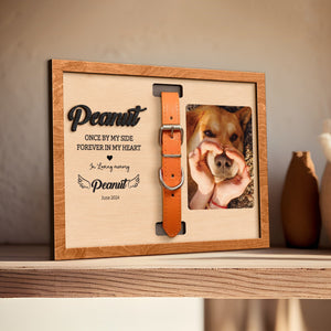 Personalized Dog Memorial Wood Frame With Collar Holder, Memorial Pet Collar Sign with Photo, Dog Memorial Gifts, Dog Sympathy Gift