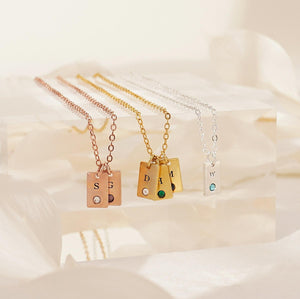 Personalized Birthstone Multiple Initial Necklace
