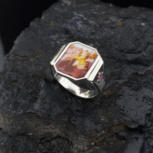 Photo Ring With 2 Birthstones, Personalized Gift for Her