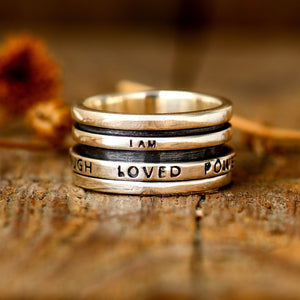 I Am Powerful Worthy Enough Loved Safe Ring, Fidget Spinner Ring