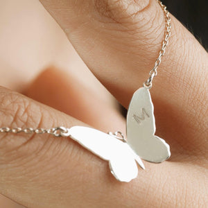 Personalized Butterfly Initial Birthstone Necklace