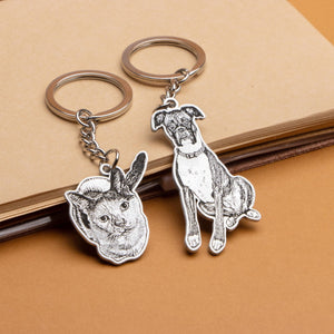 Personalized Engraved Pet Portrait KeyChain Memorial Gift