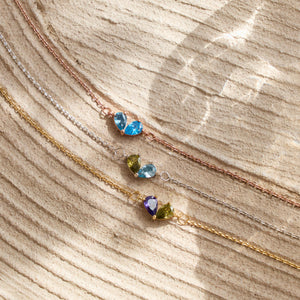 Custom Heart Birthstone Bracelet, 2 Birthstone Bracelet, Mothers Gift,Birthday Gift for Her