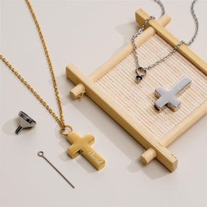 Engraved Name Personalized CROSS URN NECKLACE Cremation Jewelry