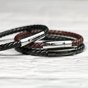 Personalized Memorial Buckle Leather Bracelet
